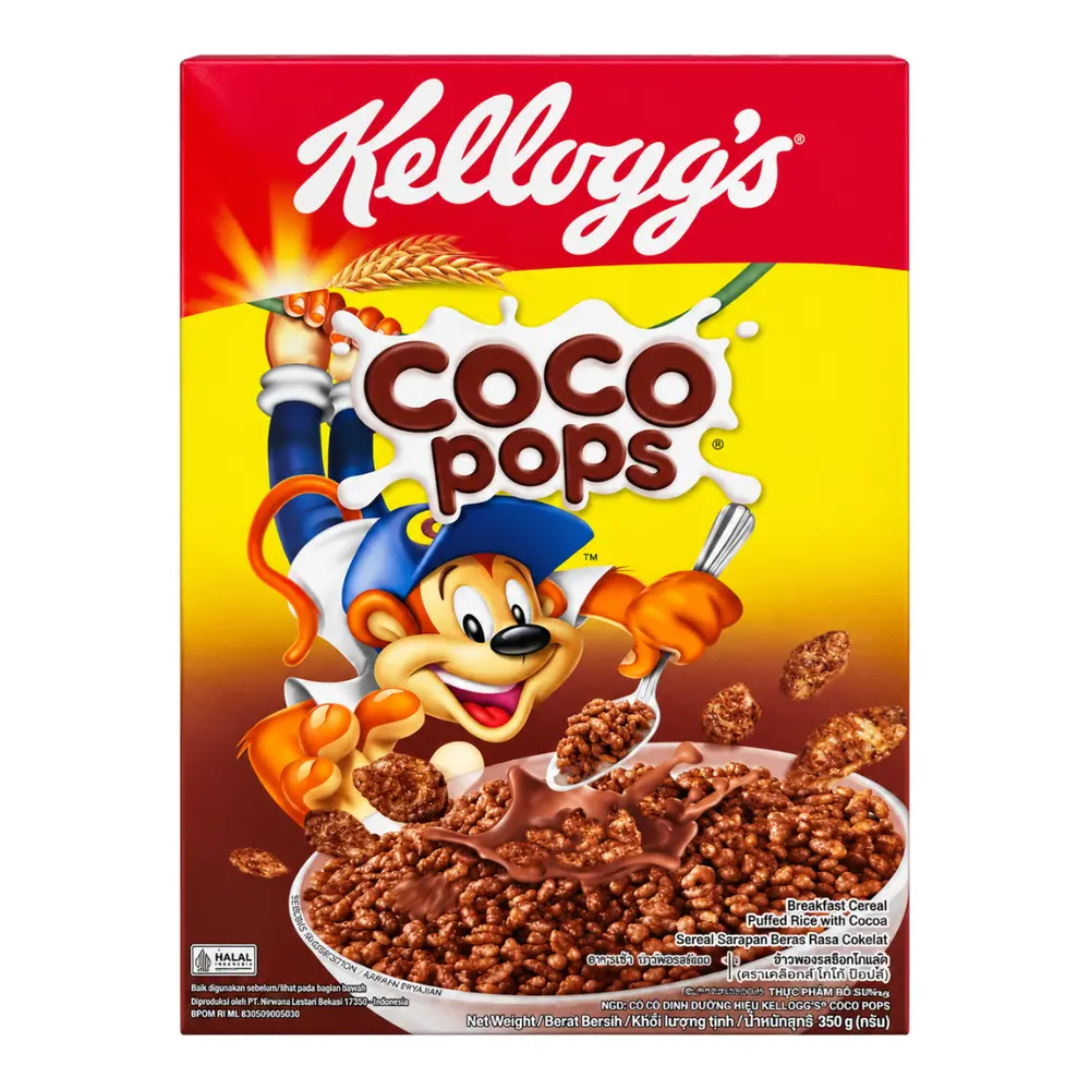 Ngũ Cốc Bỏng Gạo Socola, Coco Pops, Breakfast Cereal Puffed Rice with Cocoa (350g) - KELLOGG'S