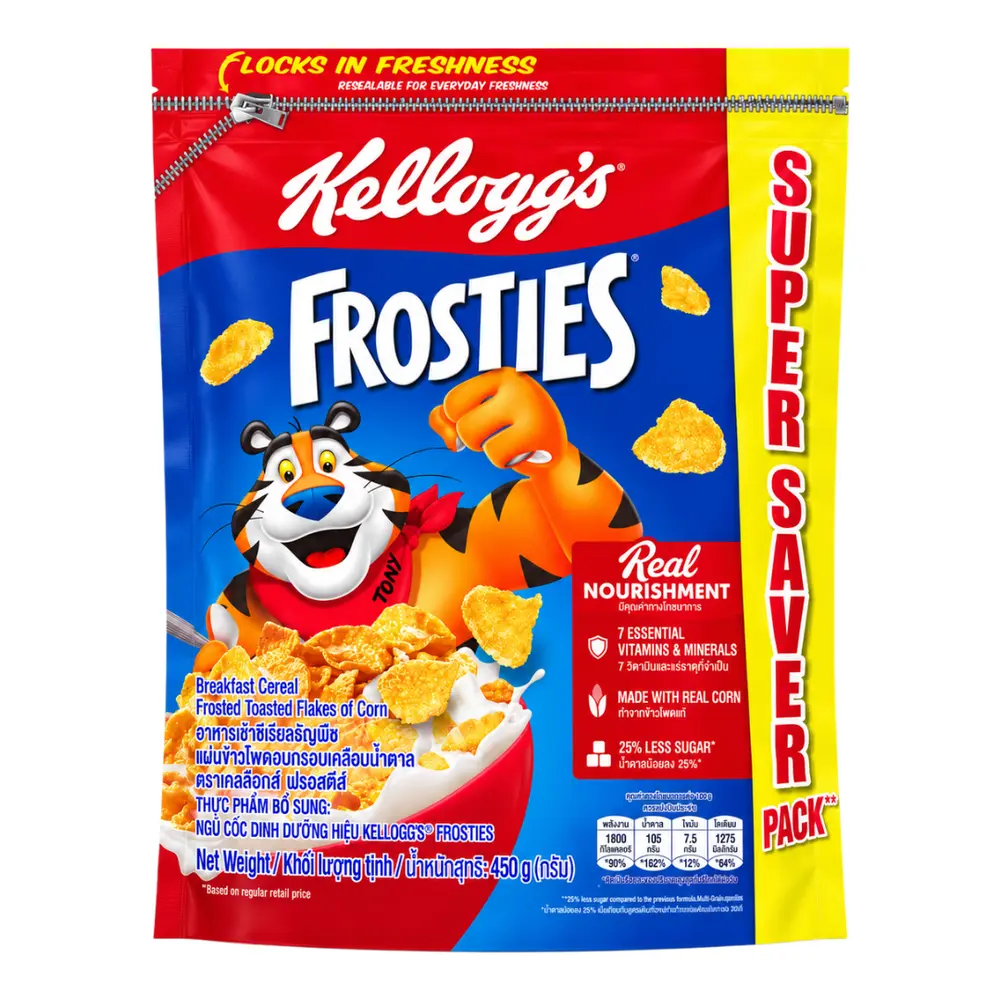 Ngũ Cốc Ngô Nướng, Frosties, Breakfast Cereal Frosted Toasted Flakes of Corn (450g) - KELLOGG'S