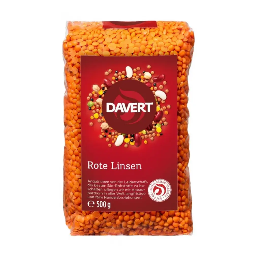 Đậu Lăng Đỏ Hữu Cơ, Rote Linsen, Organic Red Lentils (500g) - DAVERT
