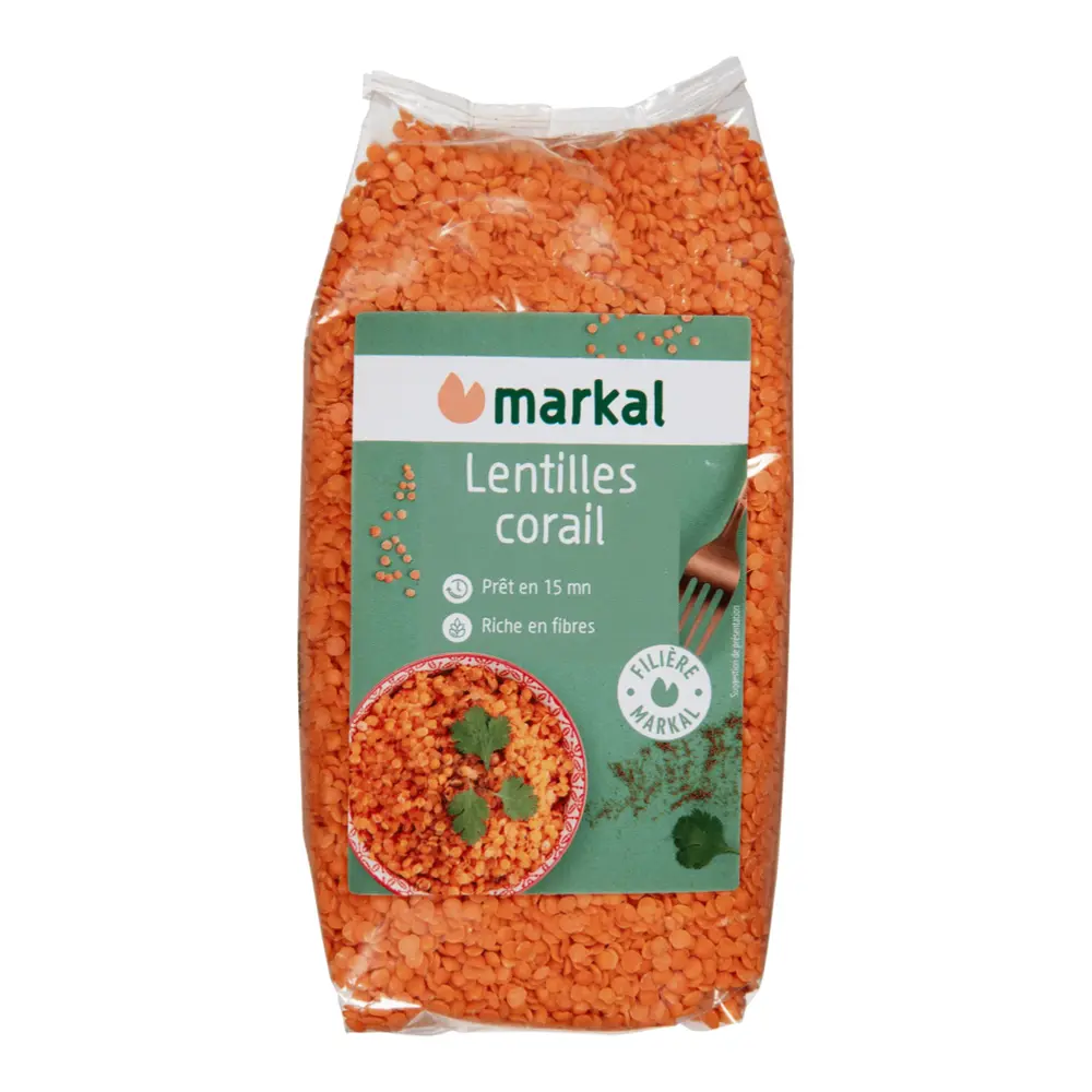 Đậu Lăng Đỏ San Hô Hữu Cơ, Lentilles Corail, Organic Coral Lentils (500g) - MARKAL