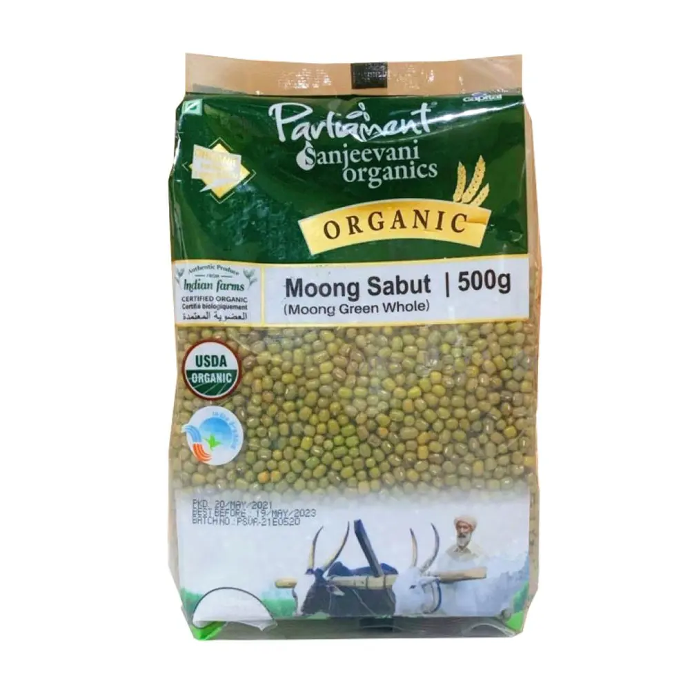 Đậu Xanh Nguyên Hạt Hữu Cơ, Organic Whole Mung Bean, Moong Sabut (500g) - PARLIAMENT SANJEEVANI ORGANICS