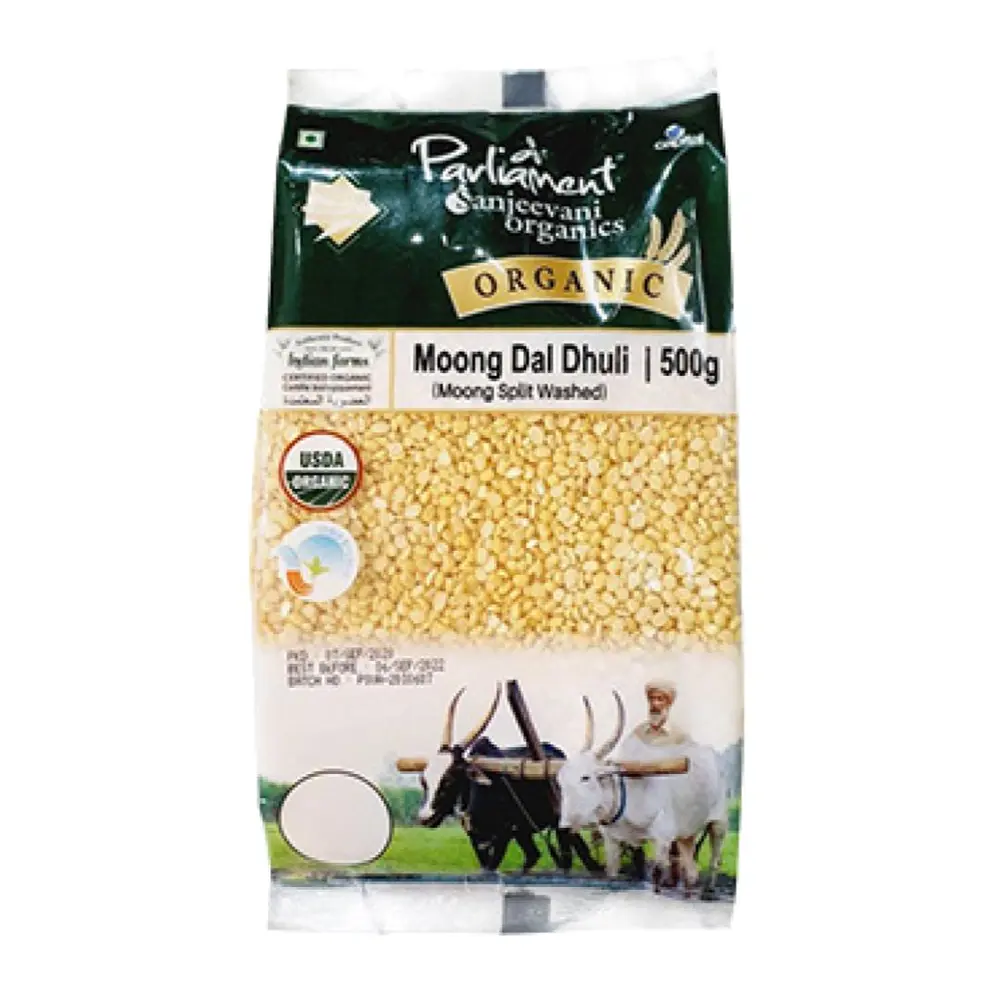 Đậu Xanh Tách Vỏ Hữu Cơ, Organic Splitted Mung Bean, Moong Dal Dhuli (500g) - PARLIAMENT SANJEEVANI ORGANICS