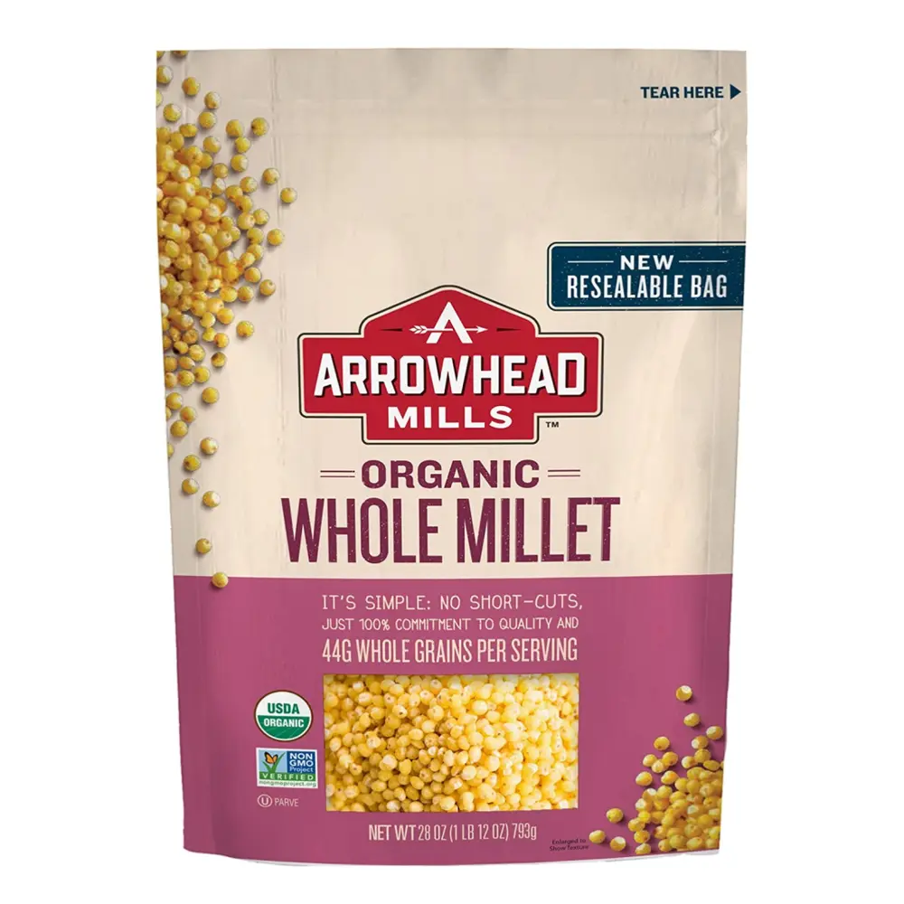 Hạt Kê Hữu Cơ, Organic Whole Millet, 28 oz (793g) - ARROWHEAD MILLS
