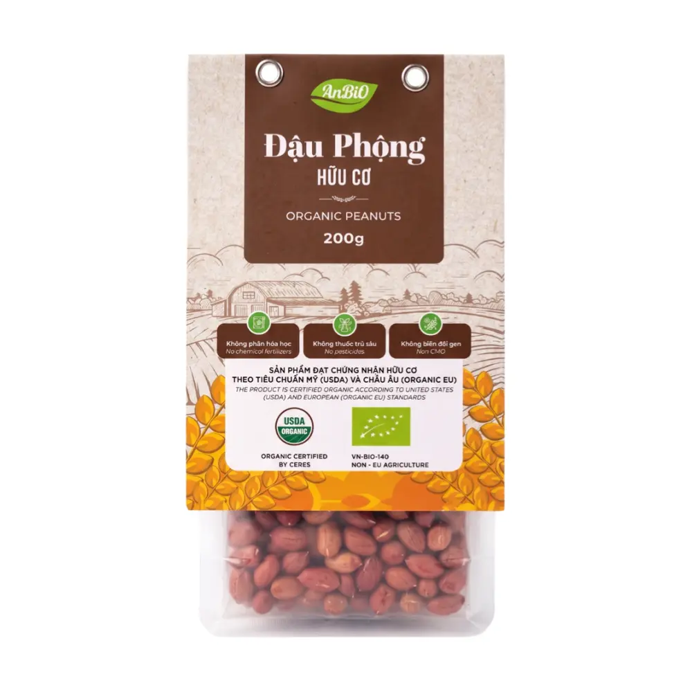 Đậu Phộng Hữu Cơ, Organic Peanuts (200g) - ANBIO