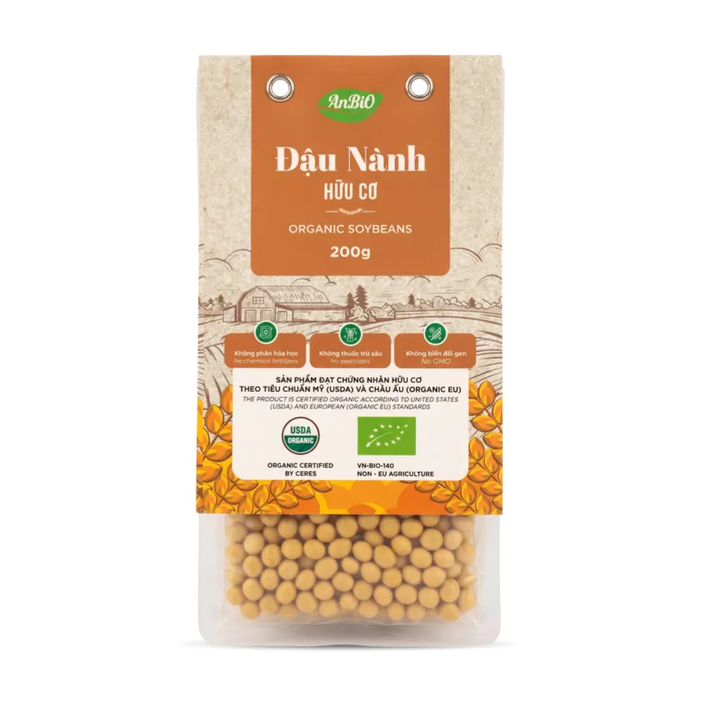 Đậu Nành Hữu Cơ, Organic Soybeans (200g) - ANBIO