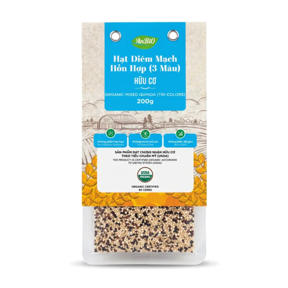 Hạt Diêm Mạch Hỗn Hợp 3 Màu Hữu Cơ, Organic Mixed Quinoa, Tri-Colors (200g) - ANBIO