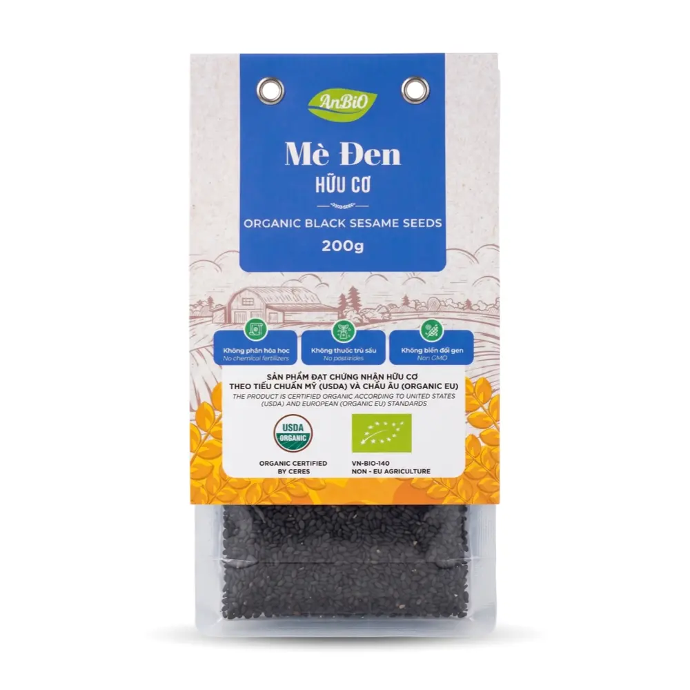 Mè Đen Hữu Cơ, Organic Black Sesame Seeds (200g) - ANBIO