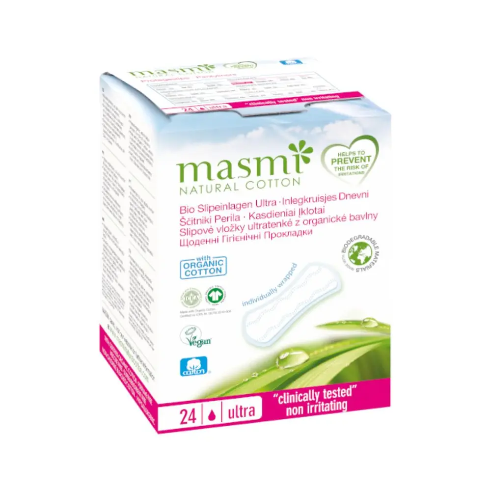 Băng Vệ Sinh Hàng Ngày Siêu Mỏng Hữu Cơ, Organic Panty Liners, Daily Ultra-Thin, 24 Miếng - MASMI