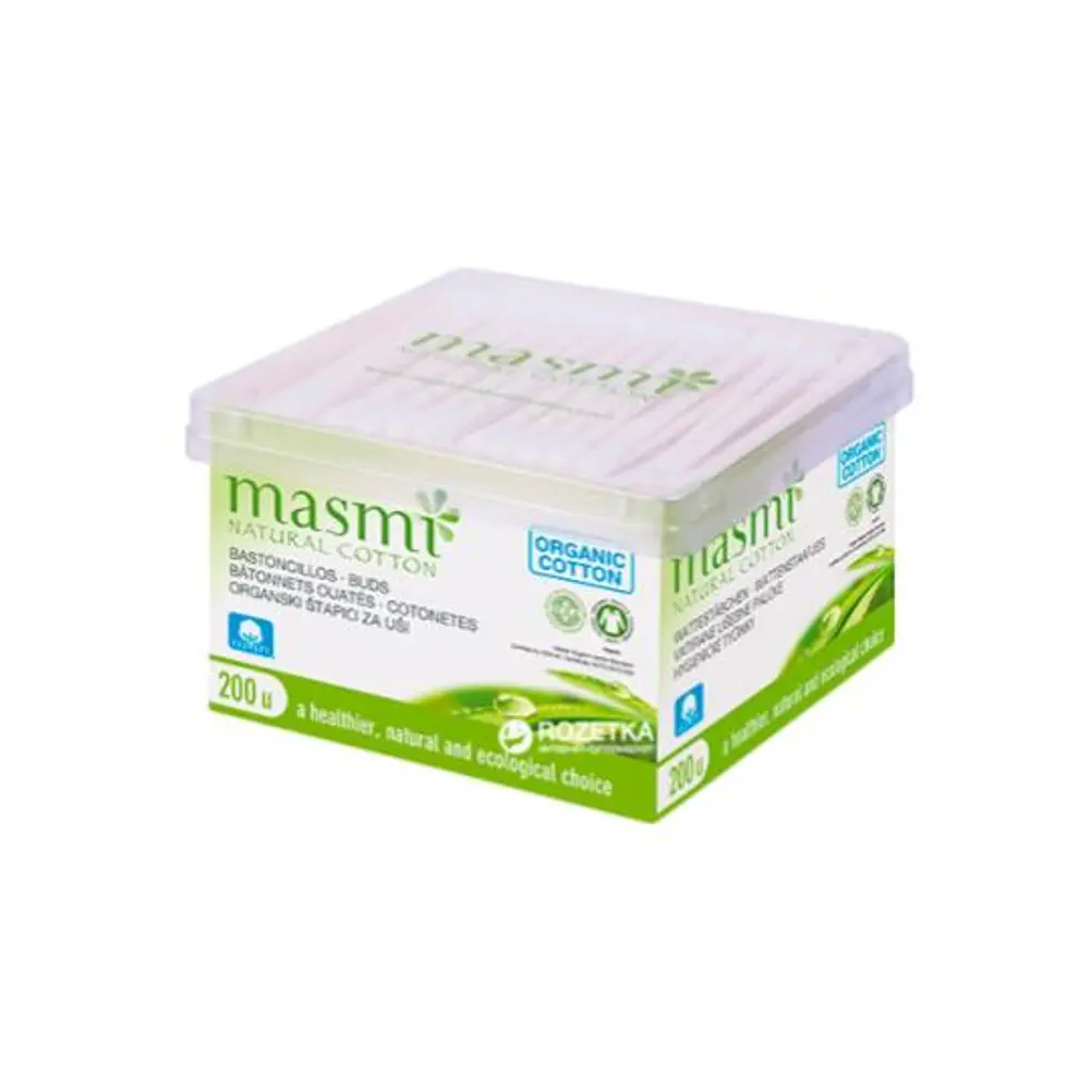 Bông Ngoáy Tai Hữu Cơ, Organic Cotton Buds, 200 Cái - MASMI