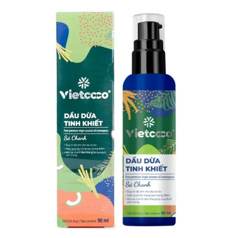 Dầu Dừa Tinh Khiết, Sả Chanh, Pure Premium Virgin Coconut Oil, Lemongrass (90ml) - VIETCOCO