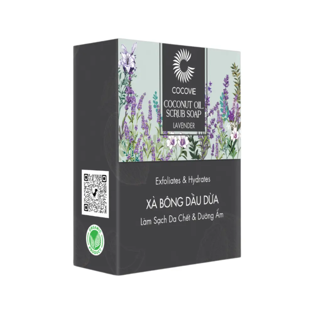 Xà Bông Tẩy Tế Bào Chết Dầu Dừa & Oải Hương, Coconut Oil Scrub Soap, Lavender (100g) - COCOVIE
