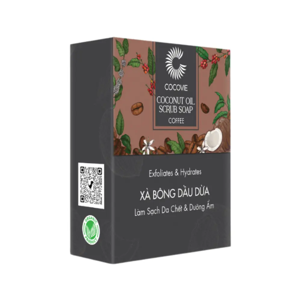Xà Bông Tẩy Tế Bào Chết Dầu Dừa & Cà Phê, Coconut Oil Scrub Soap, Coffee (100g) - COCOVIE