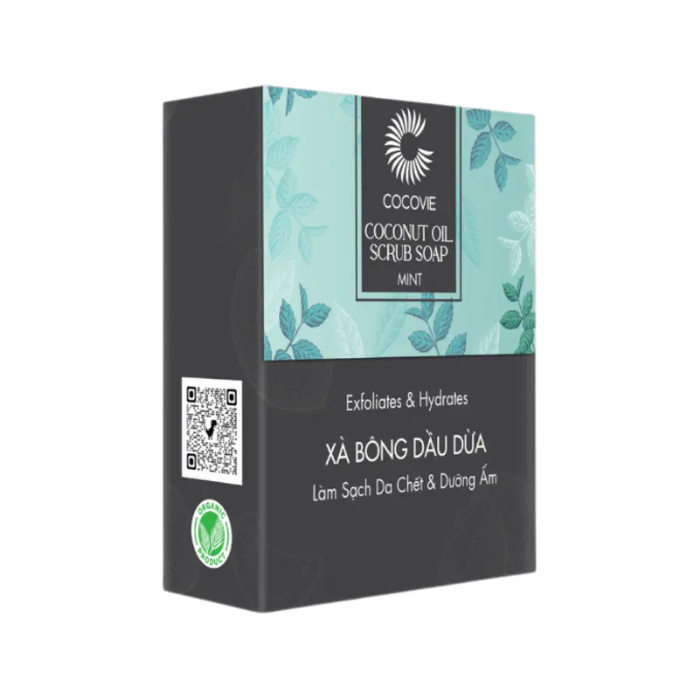 Xà Bông Tẩy Tế Bào Chết Dầu Dừa & Bạc Hà, Coconut Oil Scrub Soap, Mint (100g) - COCOVIE