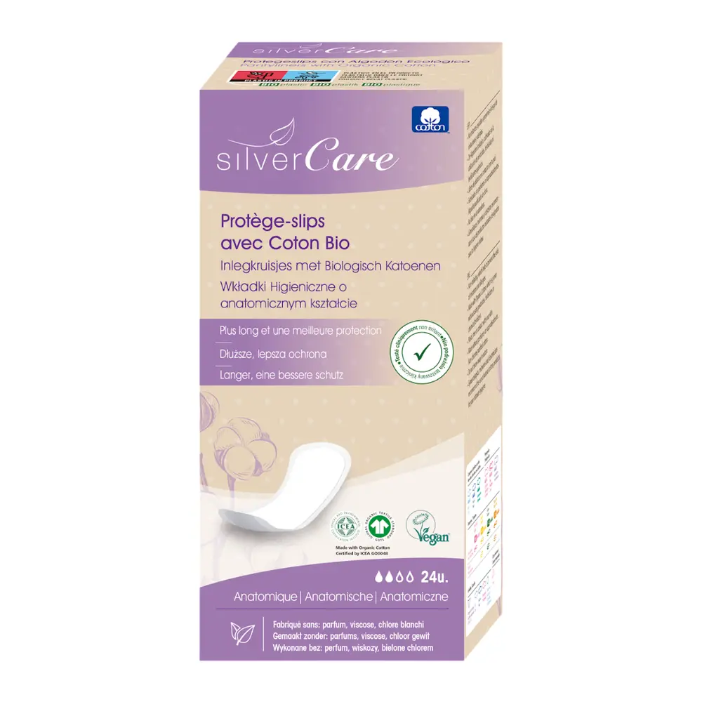 Băng Vệ Sinh Hữu Cơ Hàng Ngày, Protège-Slips avec Coton Bio, Anatomique, 30 Miếng - SILVERCARE