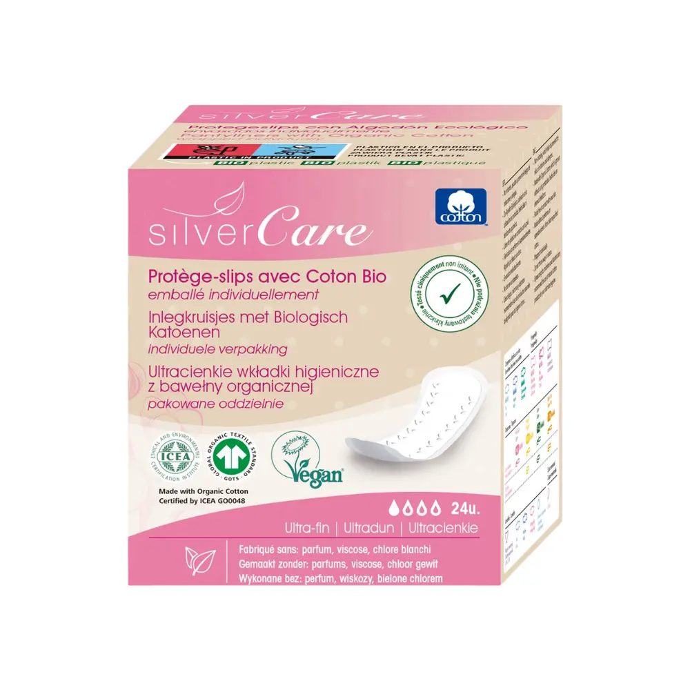 Băng Vệ Sinh Hữu Cơ Hàng Ngày Siêu Mỏng, Protegeslips con Algodón Ecológico, Ultrathin, 24 Miếng - SILVERCARE