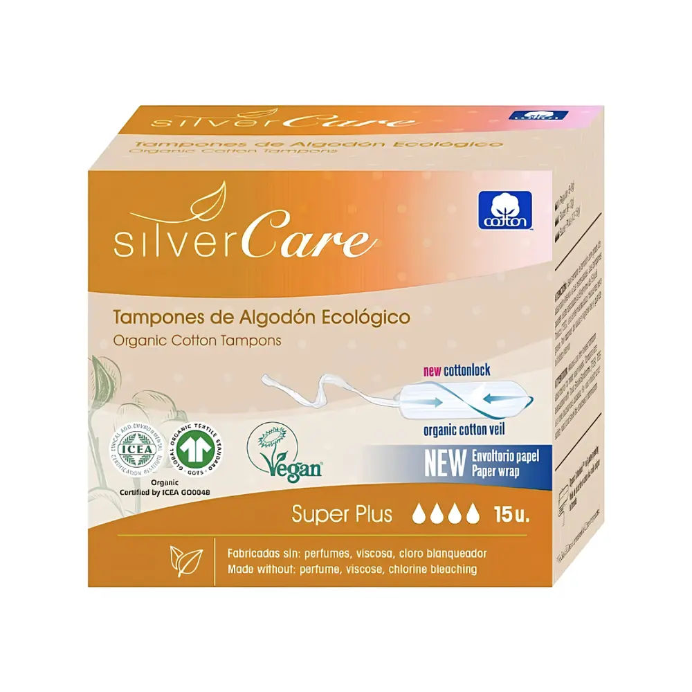 Tampon Hữu Cơ 4 Giọt, Tampons Coton Bio, Super Plus, 15 Cái - SILVERCARE