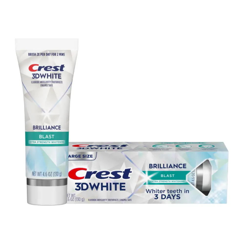 Kem Đánh Răng Trắng Răng, Brilliance, 3D White Fluoride Anticavity Toothpaste, Blast, 4.6 oz (130g) - CREST