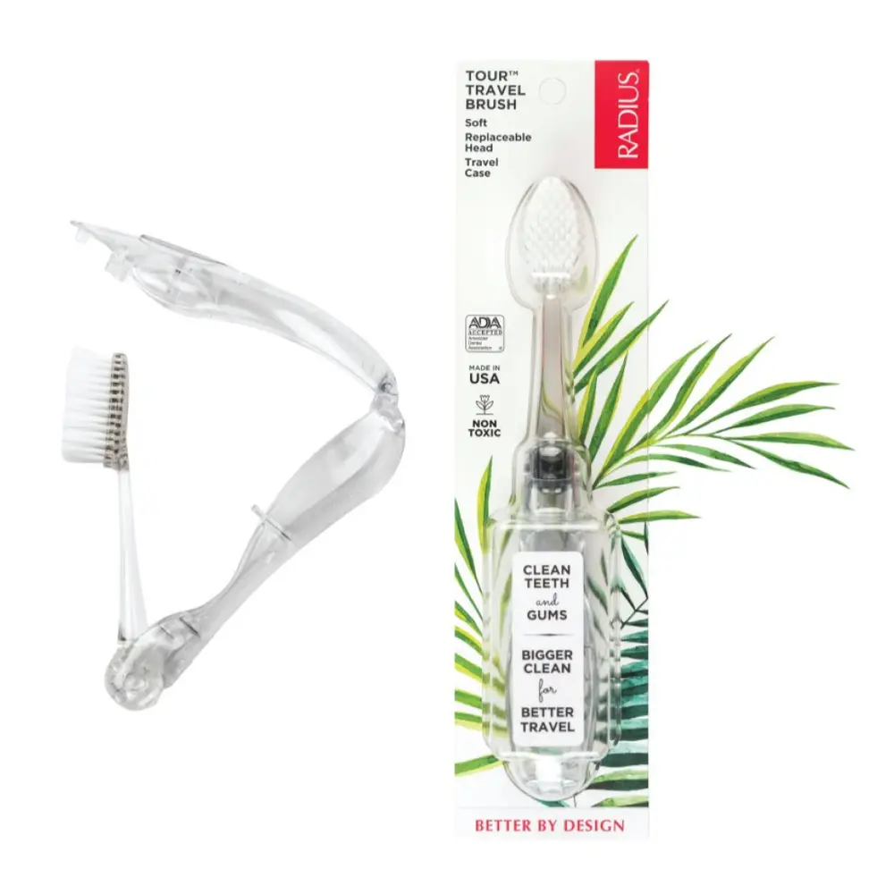 Bàn Chải Du Lịch Siêu Mềm, Tour Travel Brush, Soft, Replaceable Head, Travel Case - RADIUS