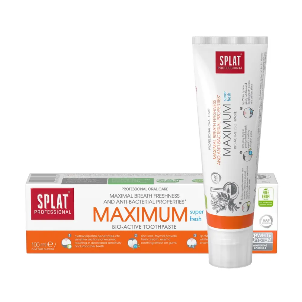 Kem Đánh Răng Hơi Thở Thơm Mát & Kháng Khuẩn, Maximum, Bio-Active Toothpaste (100ml) - SPLAT