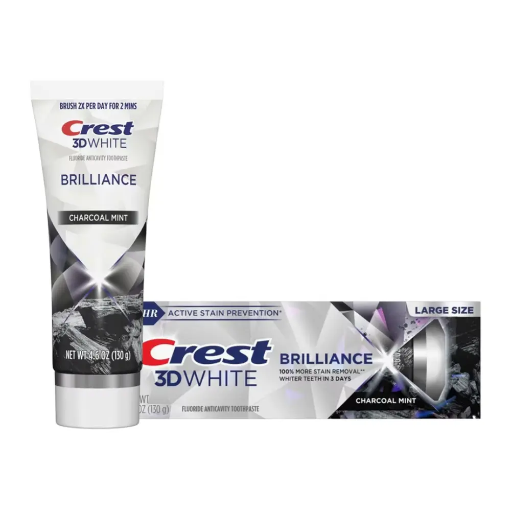 Kem Đánh Răng Trắng Răng, Brilliance, 3D White Fluoride Anticavity Toothpaste, Charcoal Mint, 4.6 oz (130g) - CREST