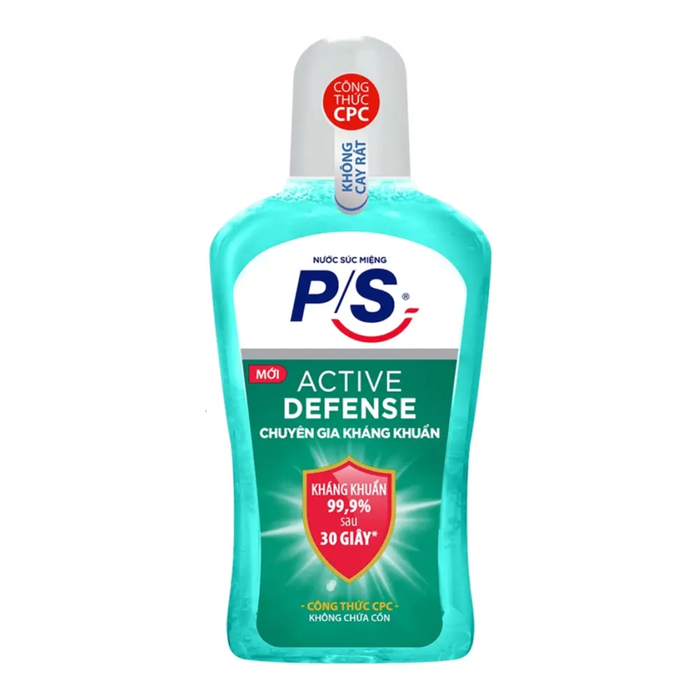 Nước Súc Miệng Kháng Khuẩn, Mouthwash, Active Defense, No Alcohol (500ml) - P/S