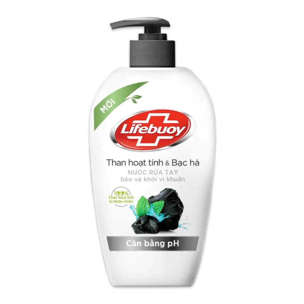 Nước Rửa Tay Than Hoạt Tính & Bạc Hà (Đen), Charcoal & Mint Handwash (500g) - LIFEBUOY