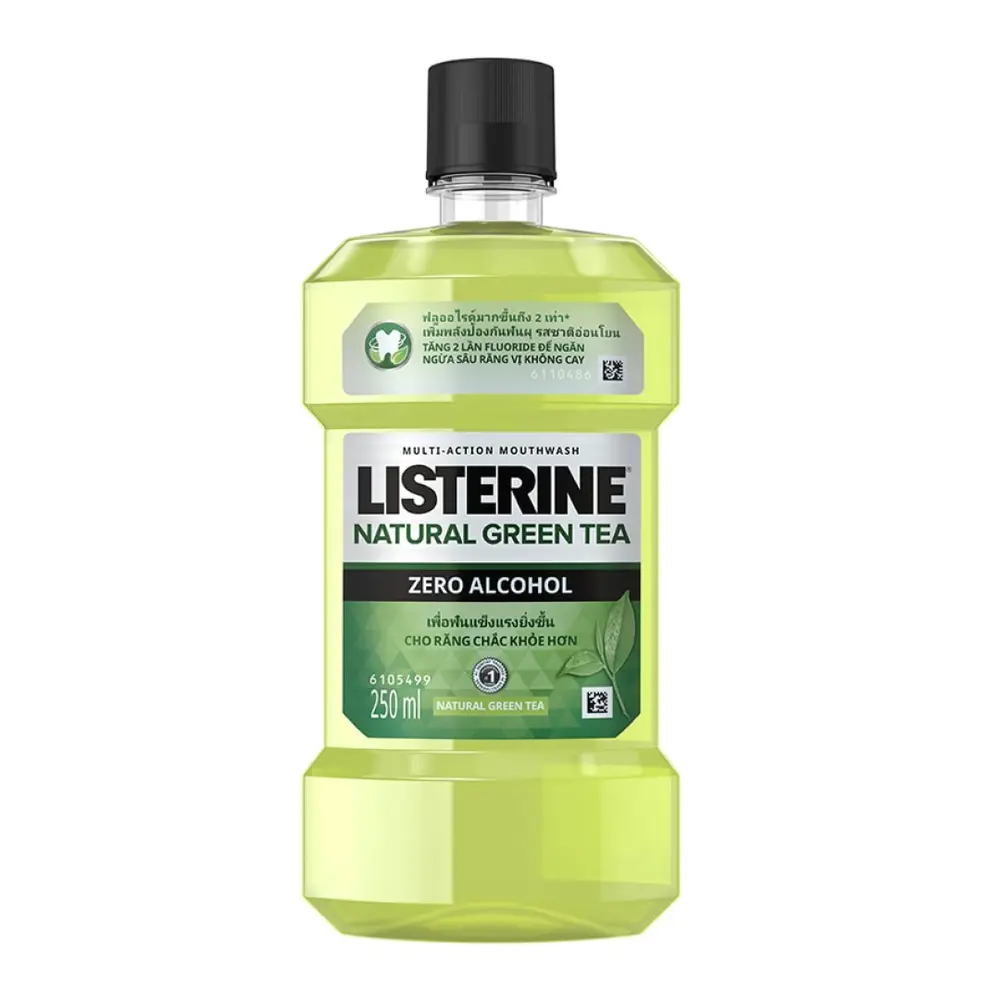 Nước Súc Miệng Ngừa Sâu Răng, Multi-Action Mouthwash, Natural Green Tea, Zero Alcohol (250ml) - LISTERINE