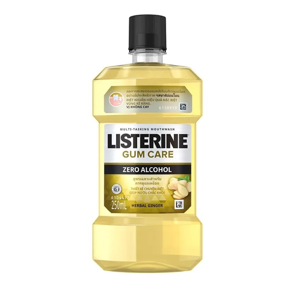Nước Súc Miệng Bảo Vệ Nướu, Mouthwash, Gum Care Herbal Ginger, Zero Alcohol (250ml) - LISTERINE