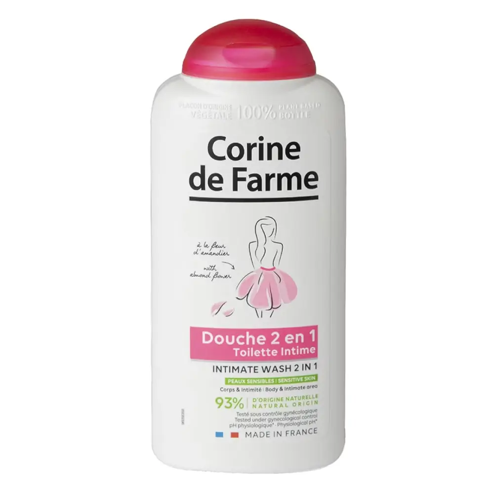 Sữa Tắm Dịu Nhẹ Cho Cơ Thể & Vùng Kín, Shower Gel 2 in 1, Body & Intimate Area, Sensitive Skin, 0% Sulfate (250ml) - CORINE DE FARME