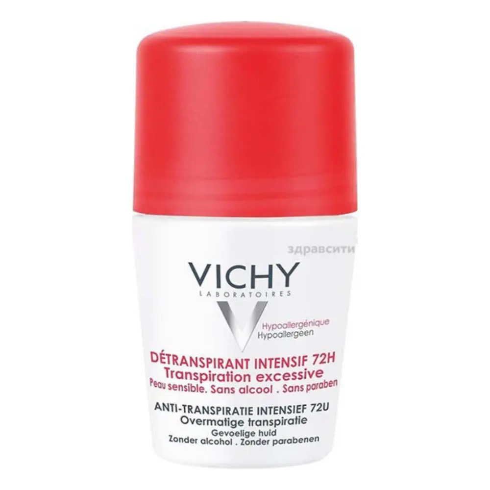 Lăn Khử Mùi Khô Thoáng Suốt 72 Giờ, Detranspirant Intensif 72H (50ml) - VICHY