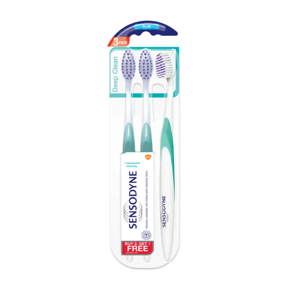 Bàn Chải Đánh Răng Sạch Sâu, Soft Toothbrush, Deep Clean, 3 Cái - SENSODYNE