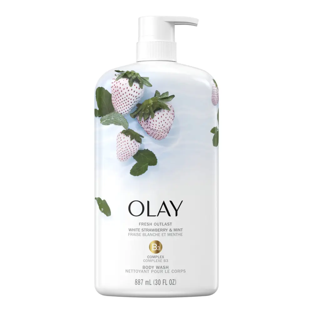 Sữa Tắm Dâu Trắng & Bạc Hà, Body Wash, Fresh Outlast White Strawberry & Mint, 30 fl oz (887ml) - OLAY