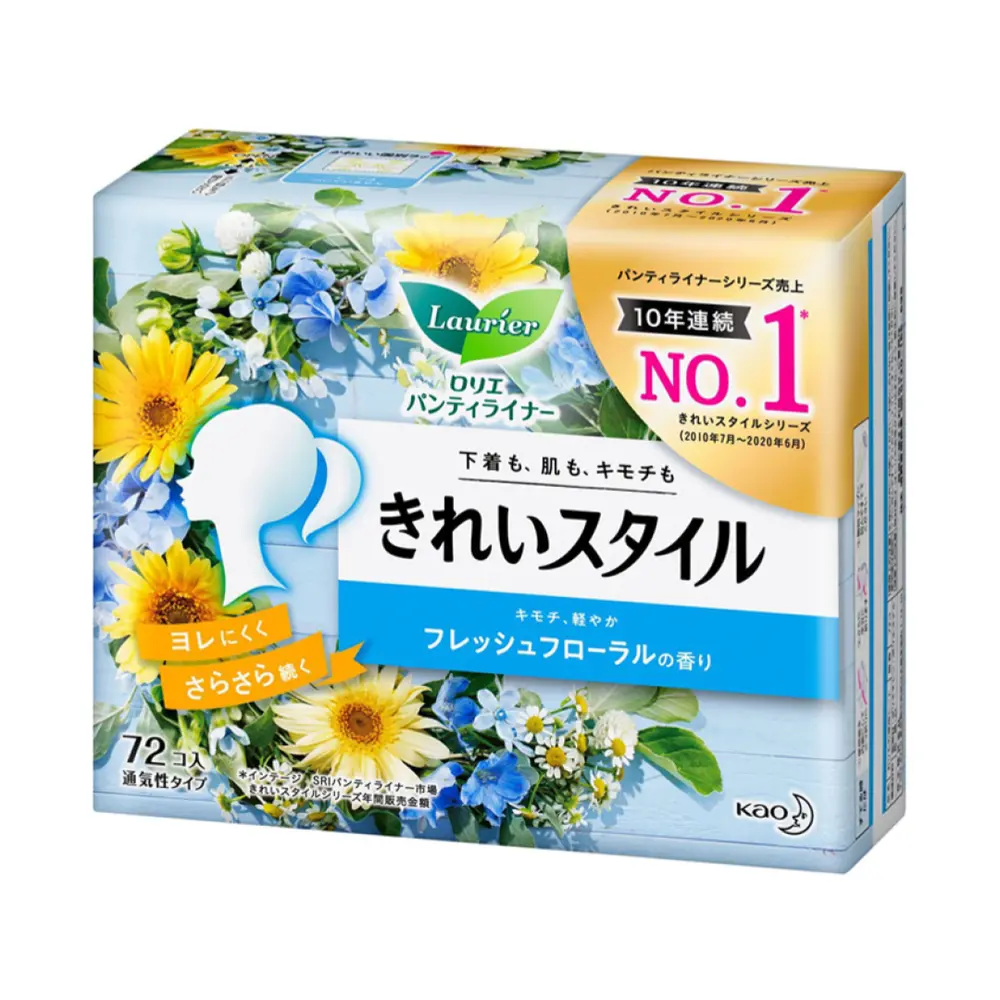 Băng Vệ Sinh Hằng Ngày Siêu Mỏng Hương Hoa Cúc Xanh, Ultra-Thin Daily Panty Liners, Blue Daisy, 72 Miếng (17cm) - LAURIER