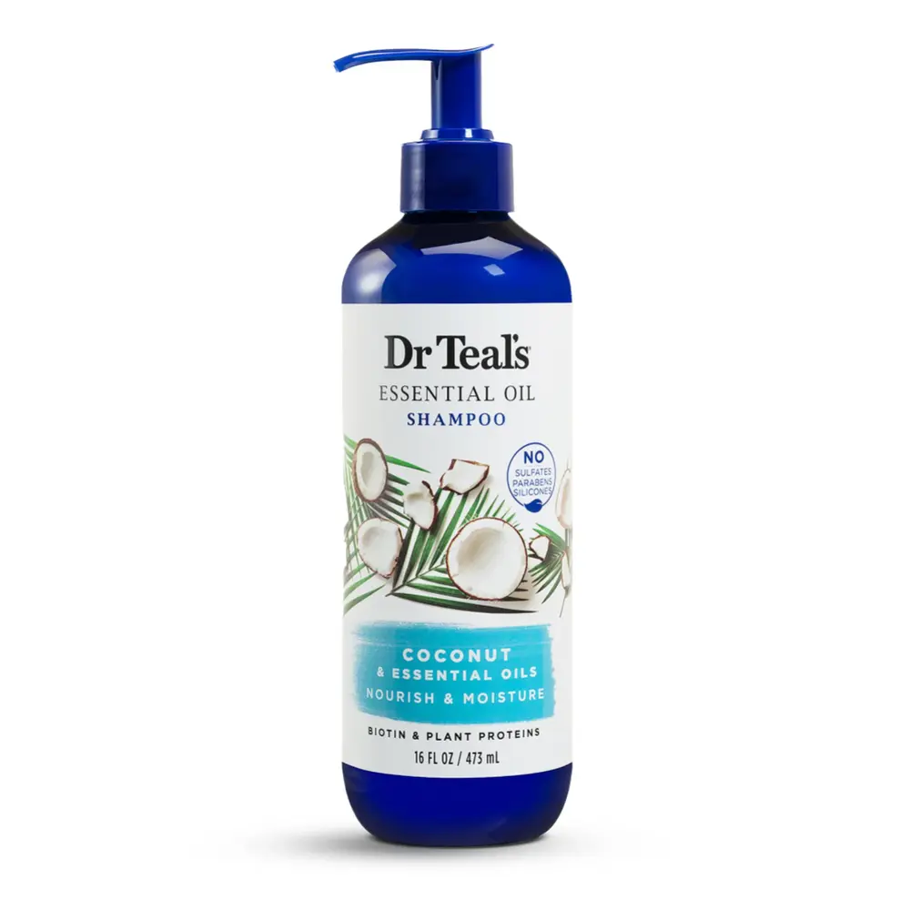 Dầu Gội Tinh Dầu Cấp Ẩm & Nuôi Dưỡng Tóc Dầu Dừa, Essential Oil Shampoo, Coconut Nourish & Moisturize, 16 fl oz (473ml) - DR TEAL'S
