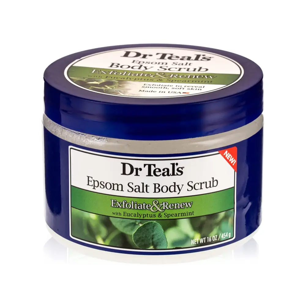Muối Tắm Tẩy Tế Bào Chết & Tái Tạo Da Bạch Đàn & Bạc Hà, Epsom Salt Body Scrub, Exfoliate & Renew with Eucalyptus & Spearmint, 16 oz (454g) - DR TEAL'S