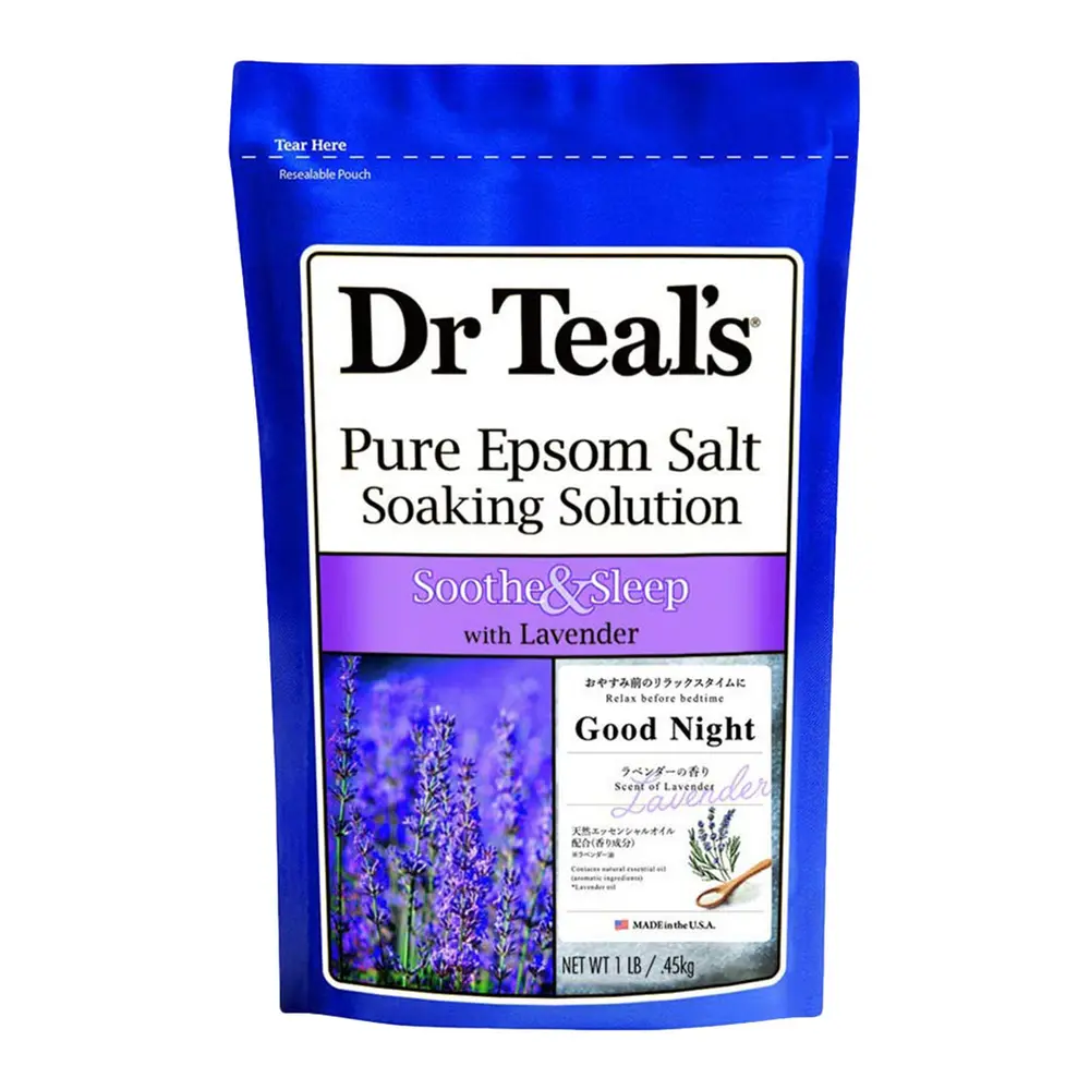 Muối Tắm Thư Giãn Hoa Oải Hương, Pure Epsom Salt Soaking Solution, Soothe & Sleep with Lavender, 1 lbs (450g) - DR TEAL'S