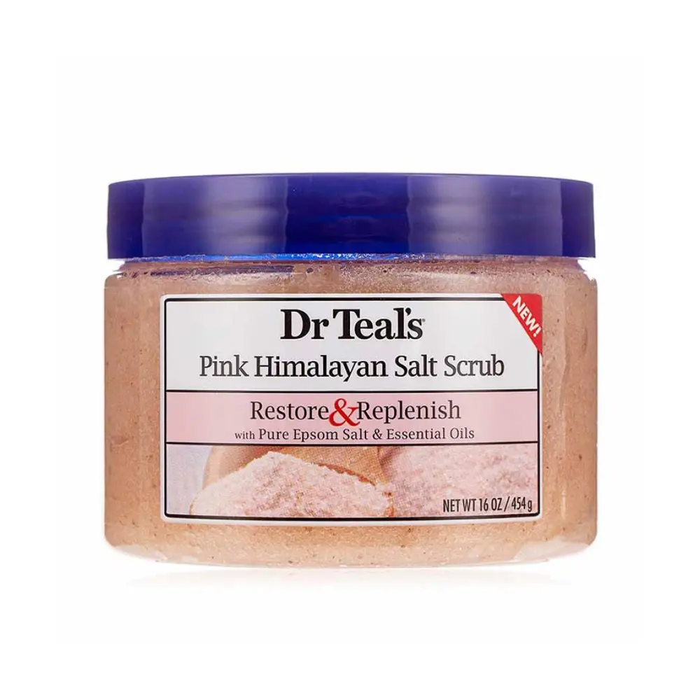 Muối Hồng Himalaya Tẩy Tế Bào Chết & Tái Tạo Da, Pink Himalayan Salt Scrub, Restore & Replenish with Pure Epsom Salt & Essential Oils, 16 oz (454g) - DR TEAL'S