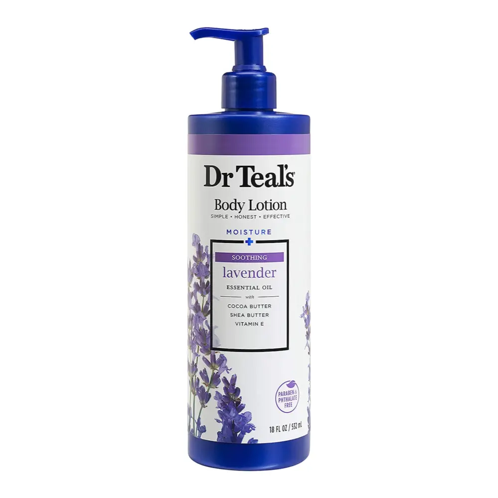 Sữa Dưỡng Thể Thư Giãn Hoa Oải Hương, Body Lotion, Moisture + Soothing with Lavender Essential Oil, 18 fl oz (532ml) - DR TEAL'S