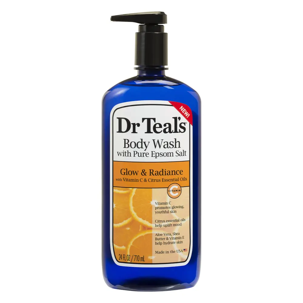 Sữa Tắm Sáng Da Vitamin C, Body Wash with Pure Epsom Salt, Glow & Radiance with Vitamin C & Citrus Essential Oils, 24 fl oz (710ml) - DR TEAL'S