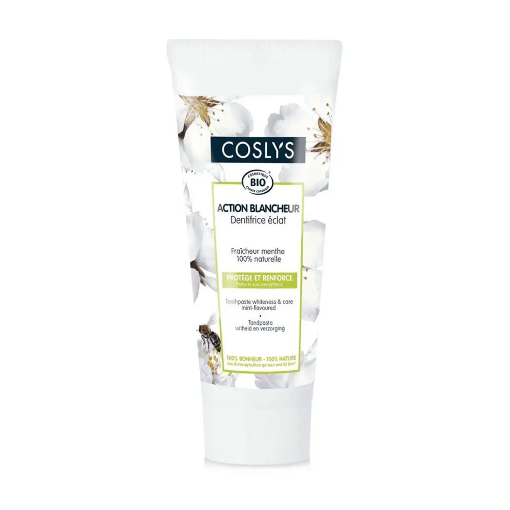 Kem Đánh Răng Làm Trắng Răng Hương Bạc Hà Hữu Cơ, Toothpaste Whiteness & Care Mint Flavoured & Bicarbonate (100g) - COSLYS