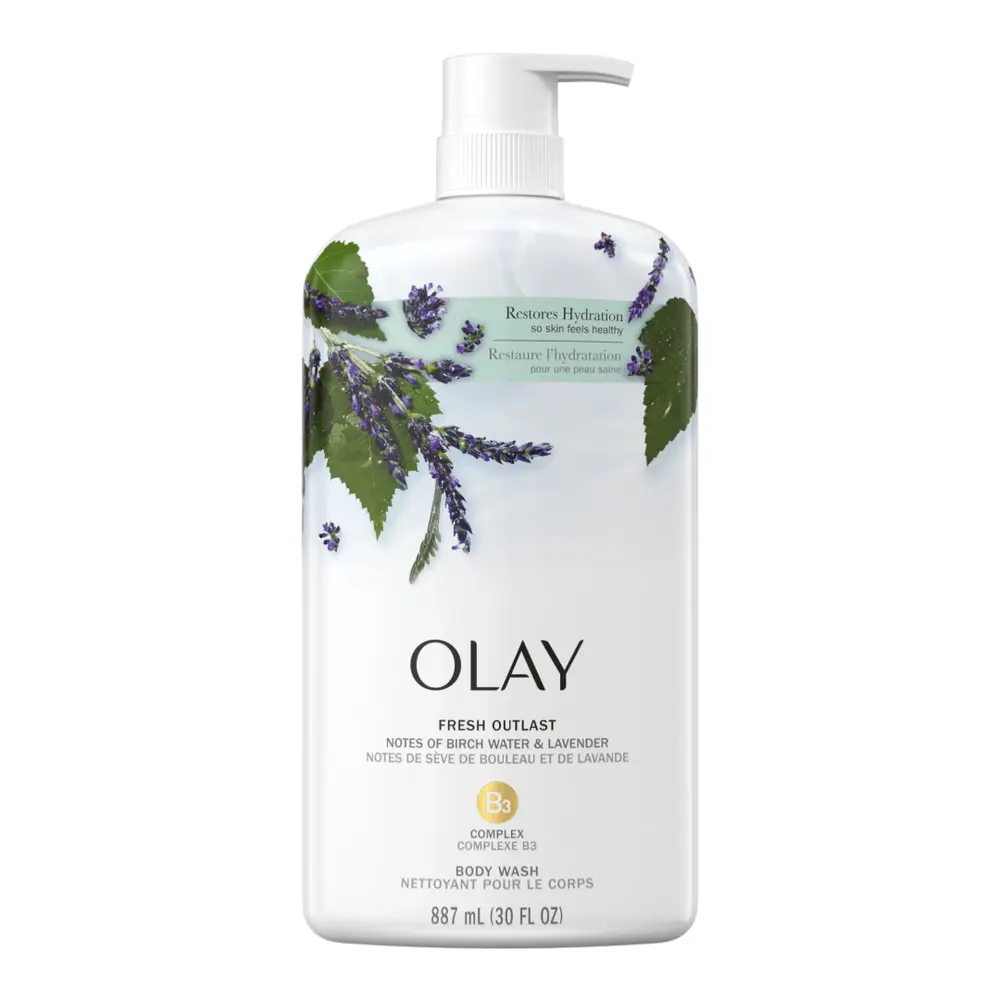 Sữa Tắm Nước Bạch Dương & Oải Hương, Body Wash, Fresh Outlast Notes of Birch Water & Lavender, 30 fl oz (887ml) - OLAY