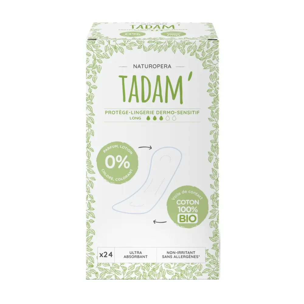 Băng Vệ Sinh Hằng Ngày Hữu Cơ Dạng Dài, Bio Dermo-Sensitive Long Panty Liners, 24 Miếng - TADAM'