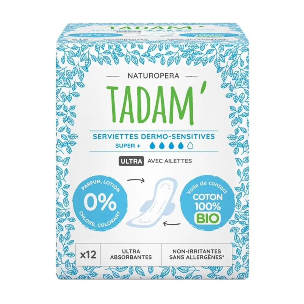 Băng Vệ Sinh Hữu Cơ Siêu Thấm, Bio Dermo-Sensitive Super Sanitary Pads, 12 Miếng - TADAM'