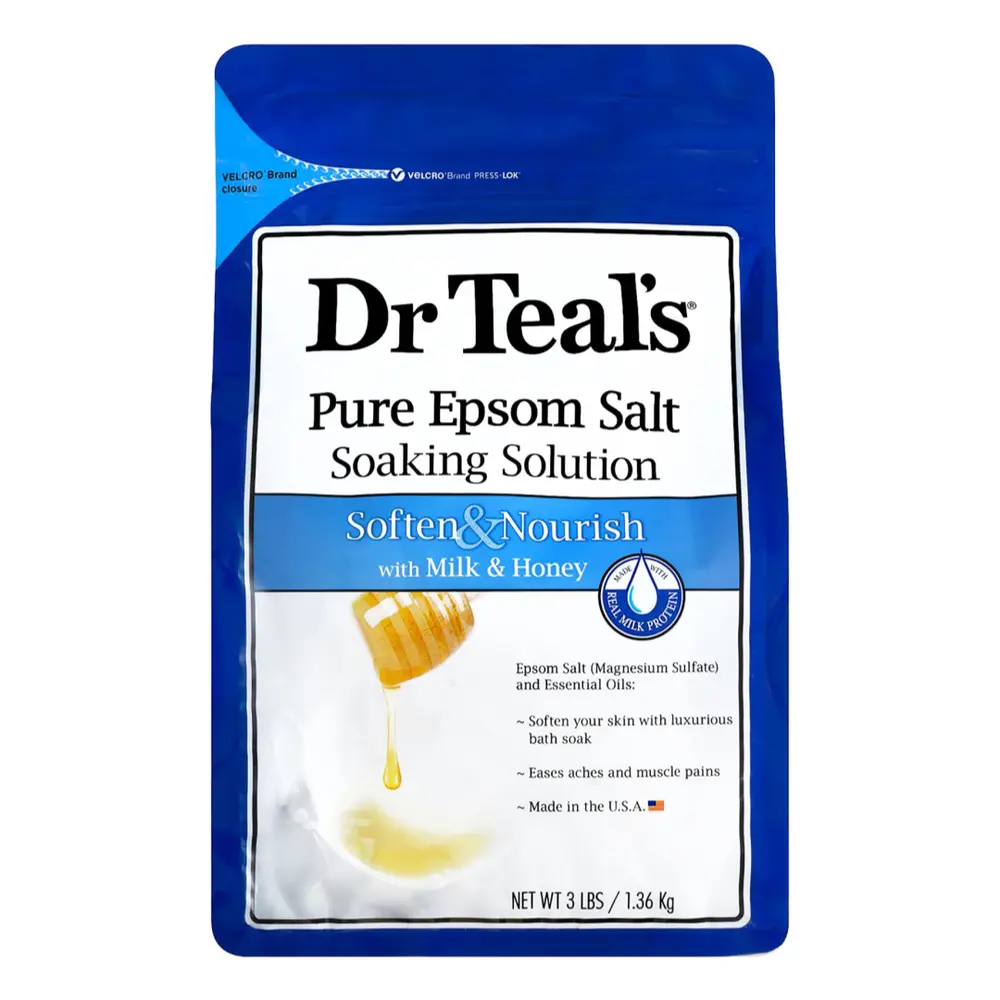 Muối Tắm Mềm Mịn Dưỡng Da Sữa & Mật Ong, Pure Epsom Salt Soaking Solution, Soften & Nourish with Milk & Honey, 3 lbs (1.36kg) - DR TEAL'S