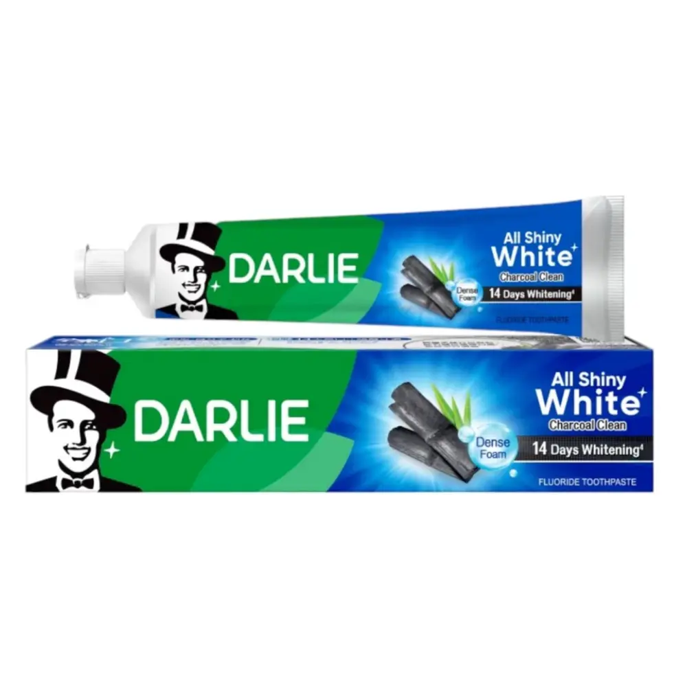 Kem Đánh Răng Trắng Sáng Than Hoạt Tính, All Shiny White, Charcoal Clean Fluoride Toothpaste (140g) - DARLIE