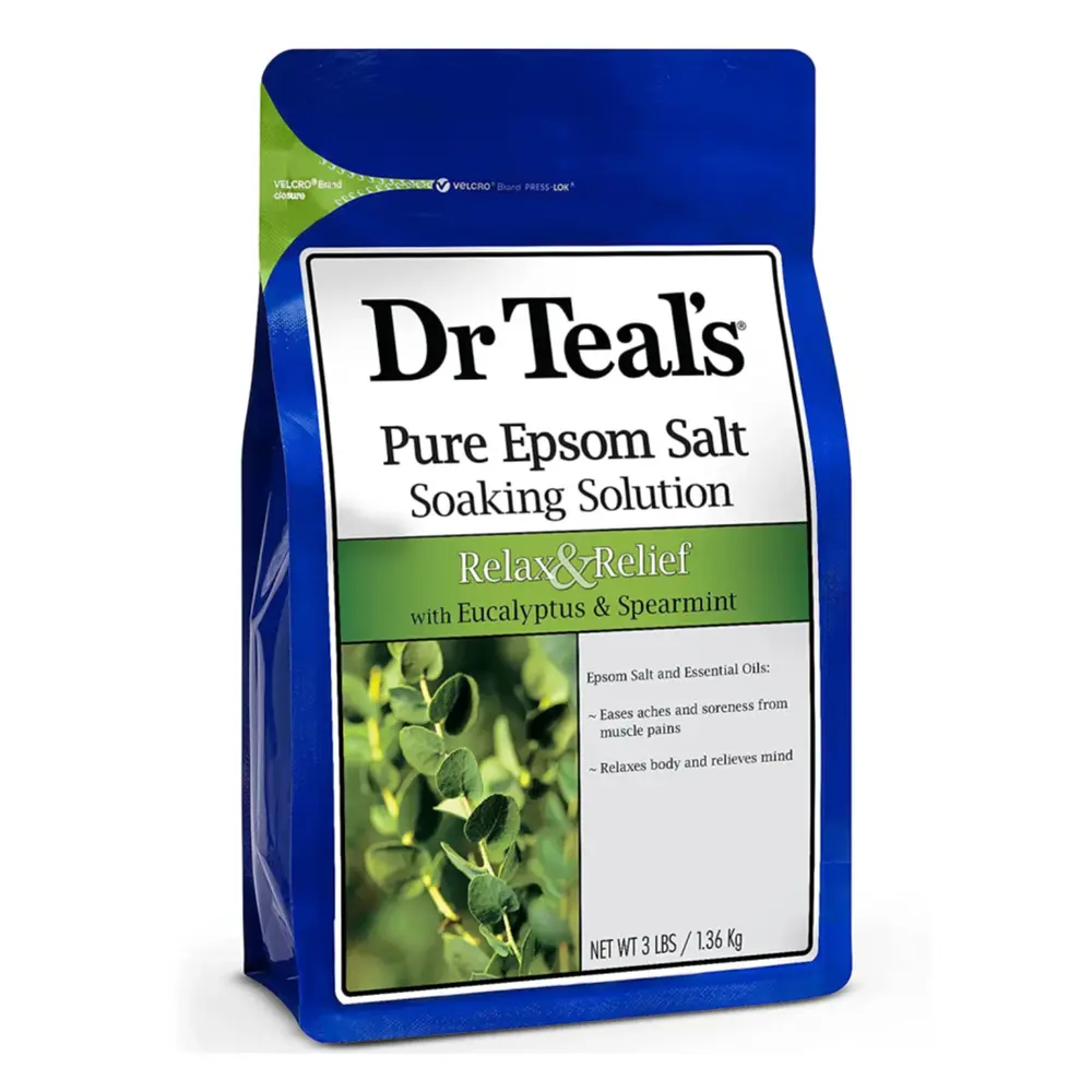 Muối Tắm Thư Giãn Bạch Đàn & Bạc Hà, Pure Epsom Salt Soaking Solution, Relax & Relief with Eucalyptus & Spearmint, 3 lbs (1.36kg) - DR TEAL'S