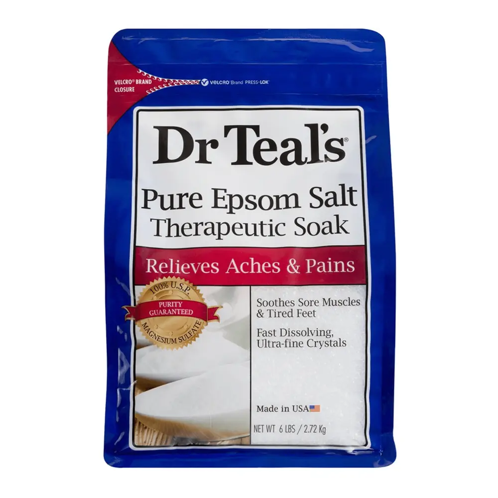Muối Tắm Hỗ Trợ Giảm Đau Nhức, Pure Epsom Salt Therapeutic Soak, Eases Aches & Pains, 6 lbs (2.72kg) - DR TEAL'S