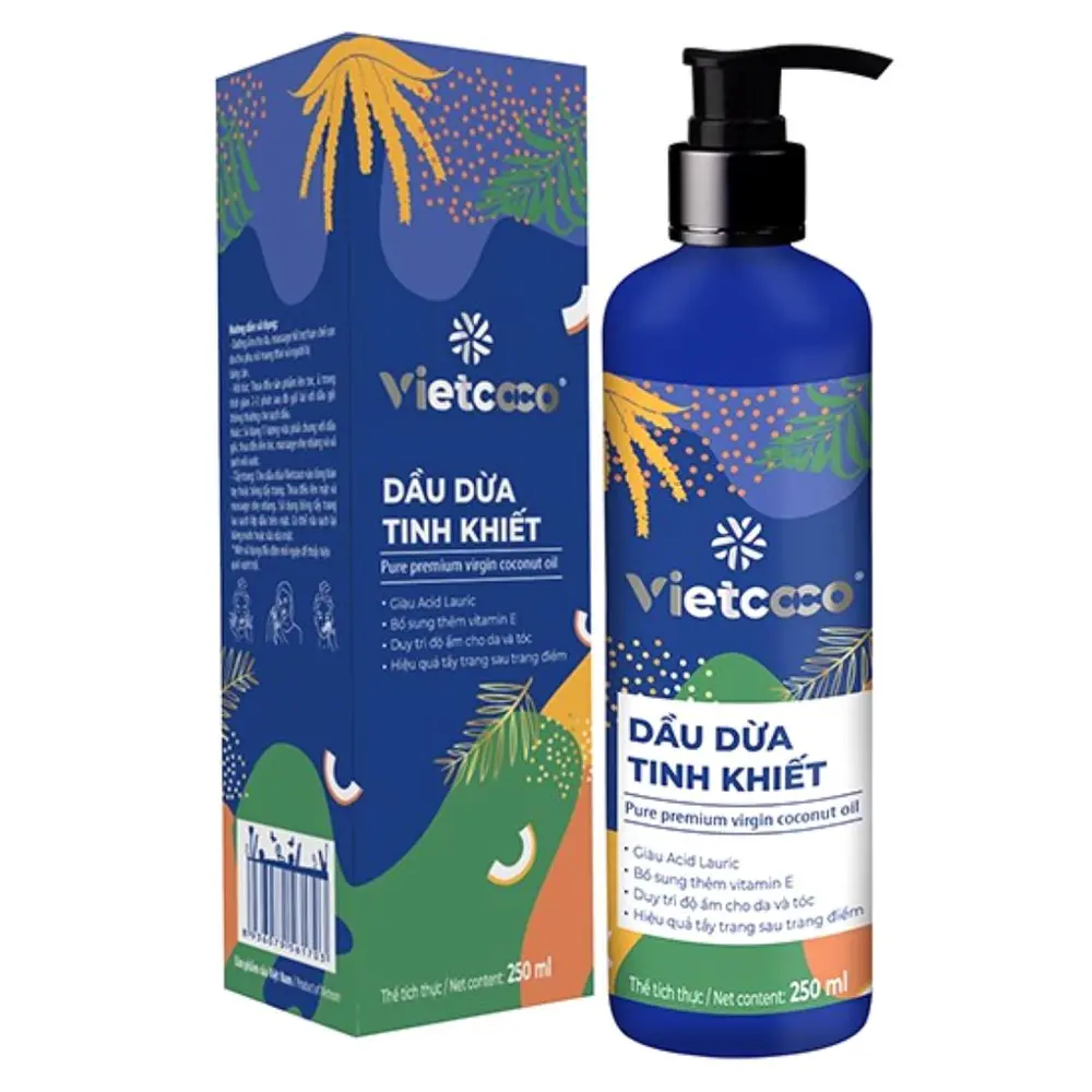 Dầu Dừa Tinh Khiết, Pure Premium Virgin Coconut Oil, Original (250ml) - VIETCOCO