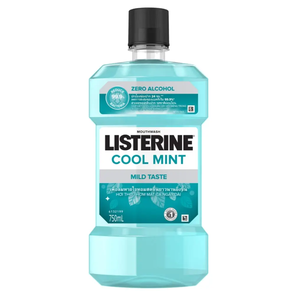 Nước Súc Miệng Không Cay, Mouthwash, Cool Mint Mild Taste, Zero Alcohol (750ml) - LISTERINE