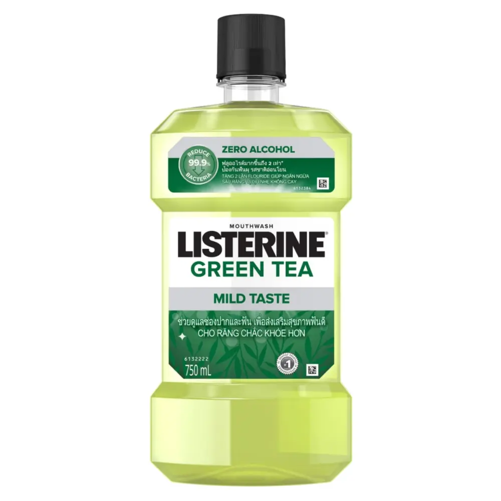 Nước Súc Miệng Ngừa Sâu Răng, Mouthwash, Green Tea Mild Taste, Zero Alcohol (750ml) - LISTERINE